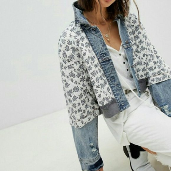 free people ditsy denim jacket - Picture 2 of 3
